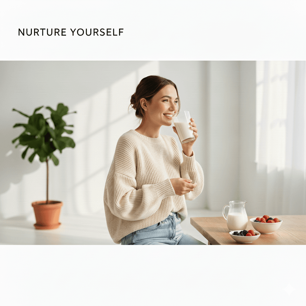 Glass of colostrum drink and powder